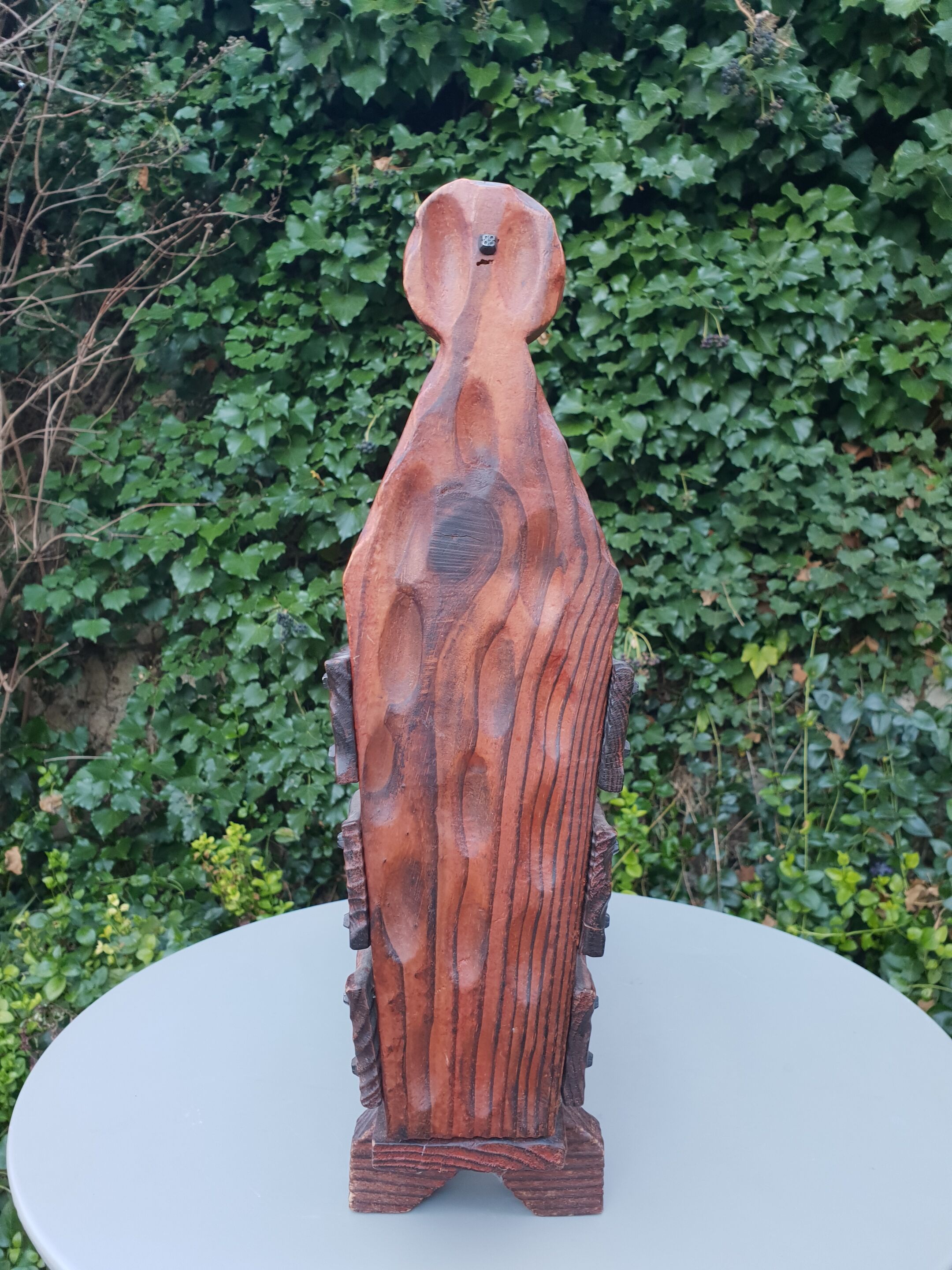 Brutalist pine magazine holder 1970