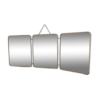 Miroir triptyque de barbier 75 cm x 30 cm