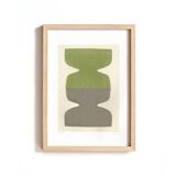 Painting 30x40cm - Astie - sage green and pewter - signed Eawy