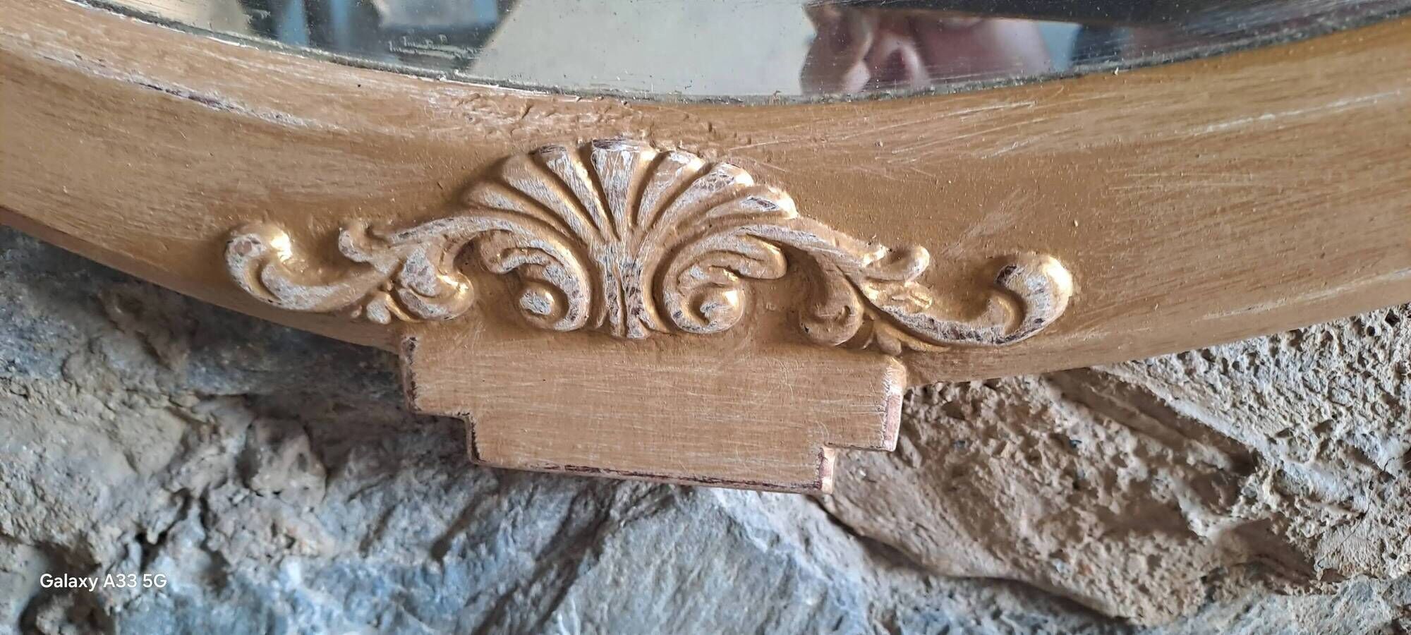 Carved wooden mirror Art Nouveau France 1920 oval shape