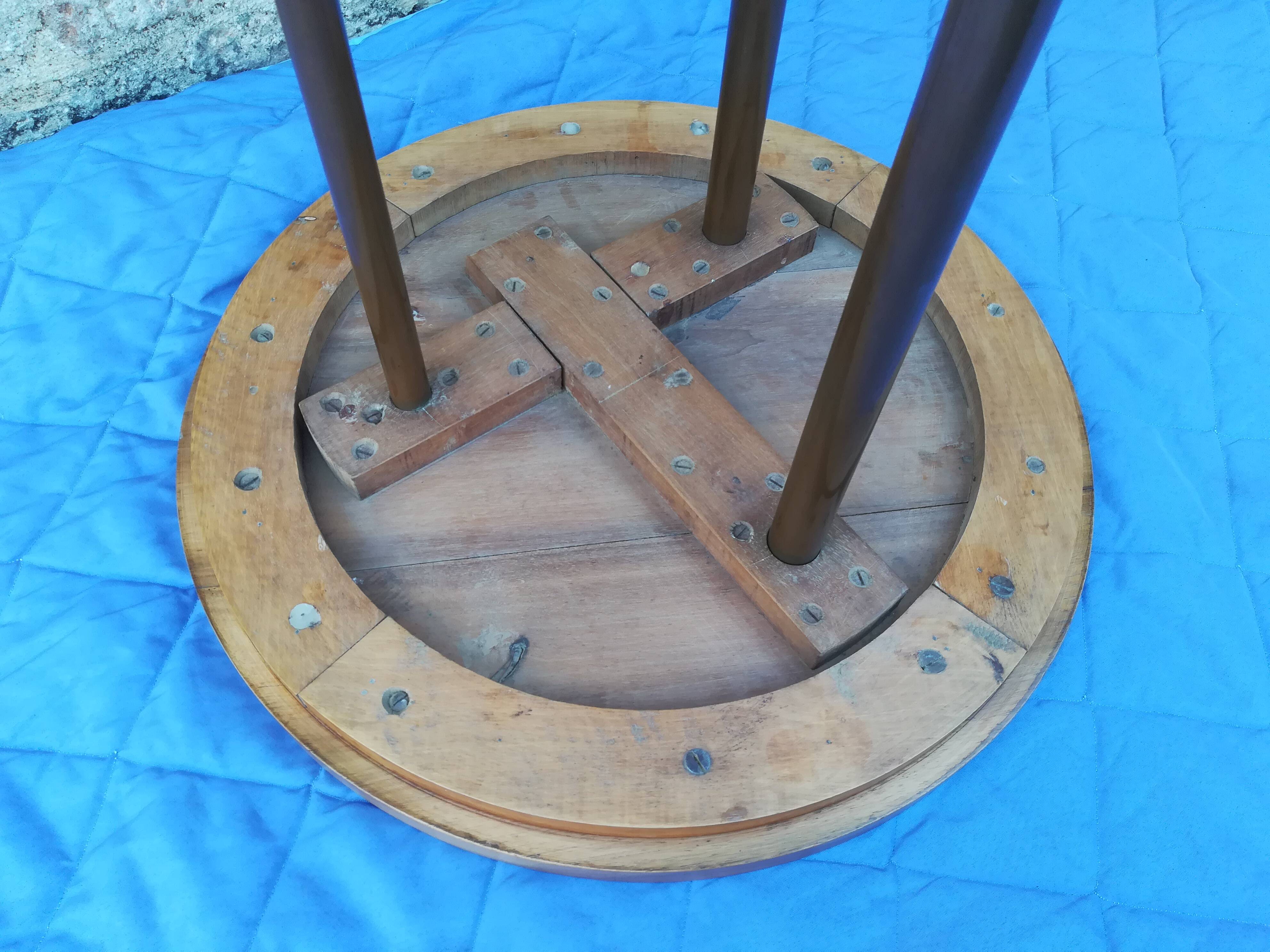 Walnut and copper pedestal table