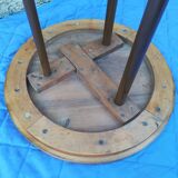 Walnut and copper pedestal table