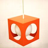 Orange Poker Dice Pendant Lamp - 1970s Space Age Lighting