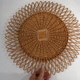 Vintage Sun Mirror in rattan 1960s - 44cm