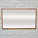 Vintage rectangular wall mirror teak frame
