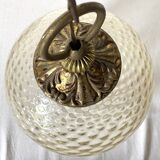 Vintage amber glass ball pendant light