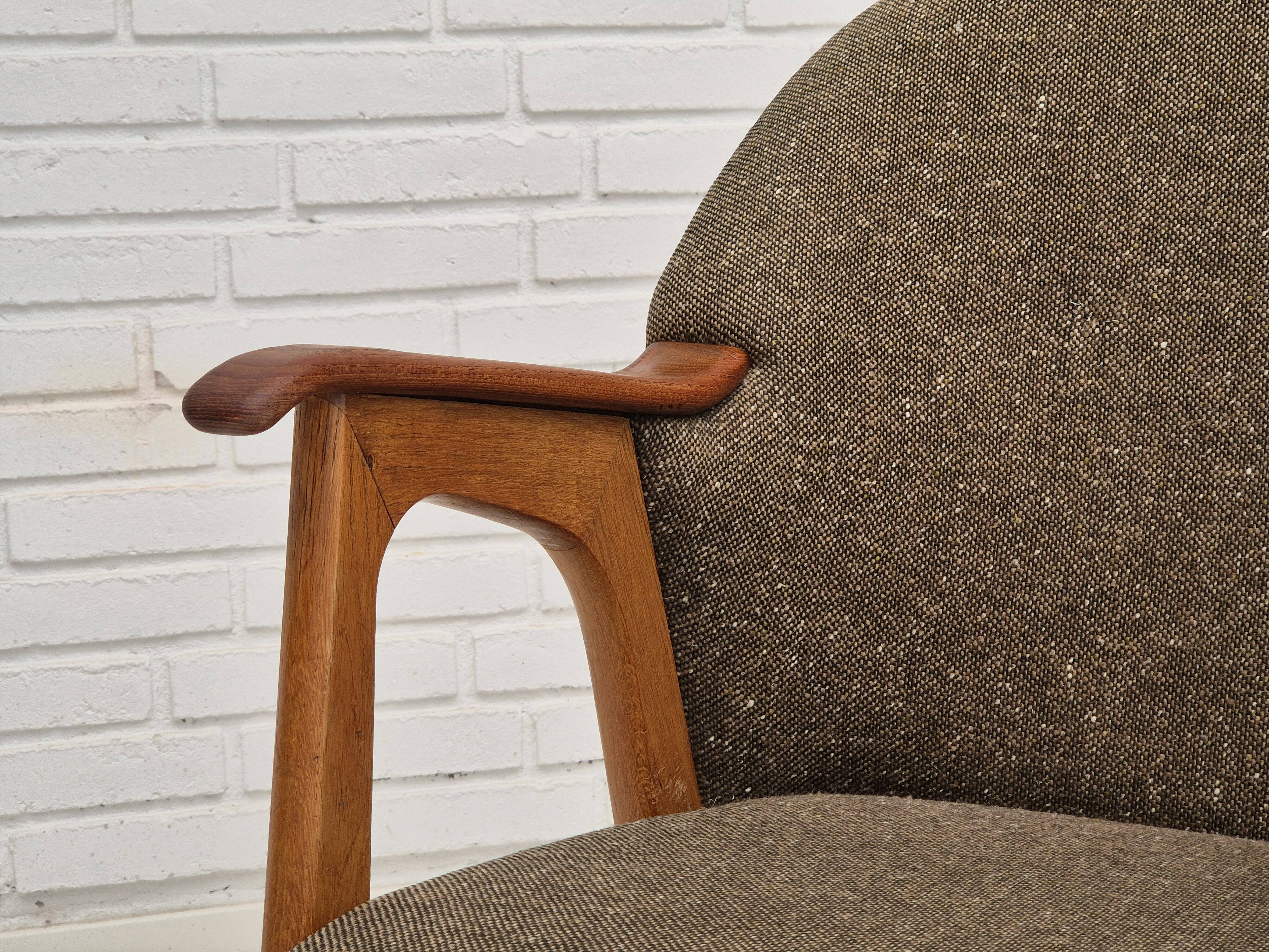 1960s, Danish armchair, furniture wool/cotton fabric, teak wood.