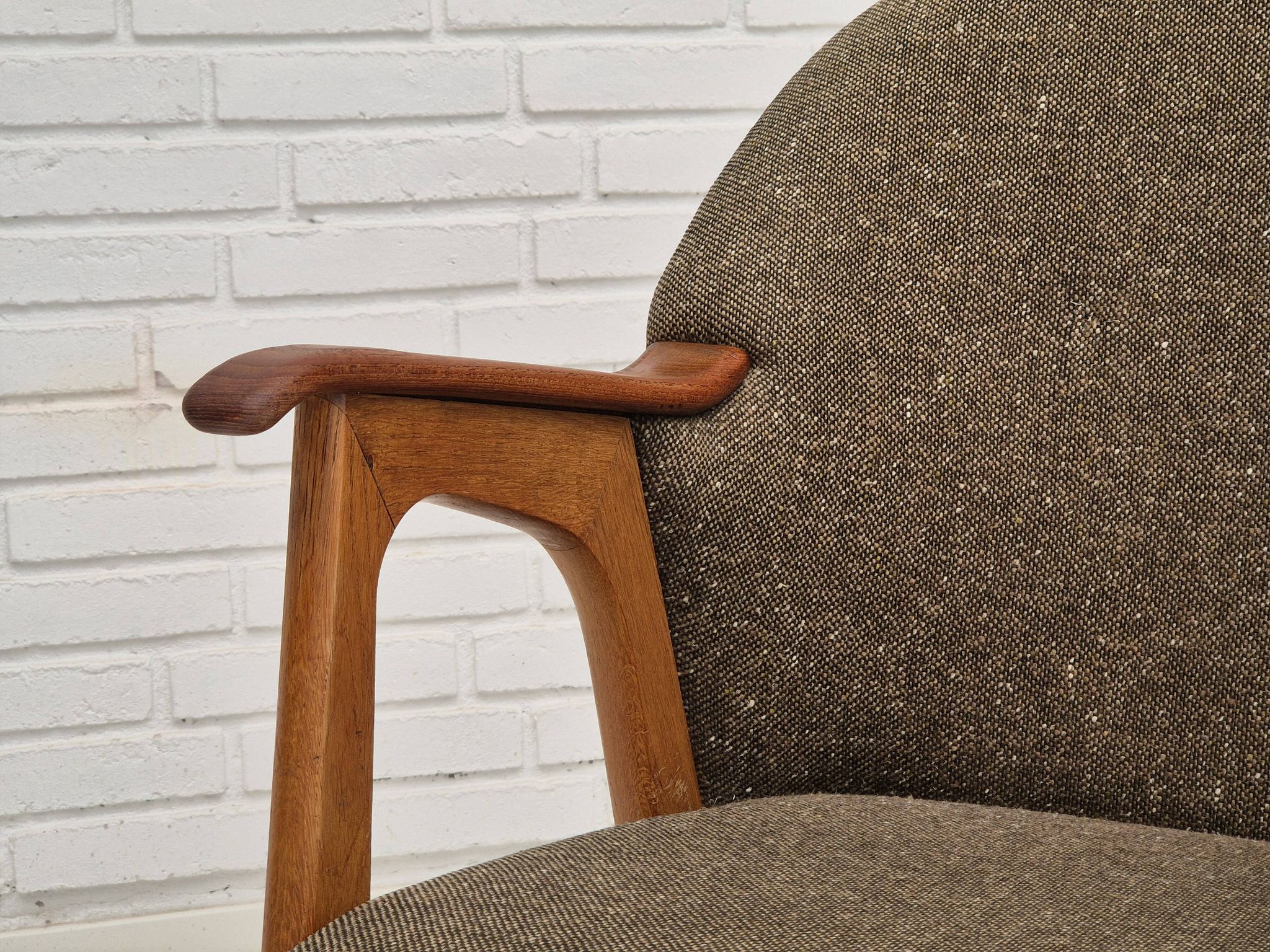 1960s, Danish armchair, furniture wool/cotton fabric, teak wood.