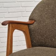 1960s, Danish armchair, furniture wool/cotton fabric, teak wood.