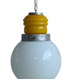 Murano glass "bulb" in yellow and white, space age, Italy 1960s