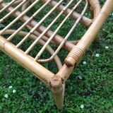 Pair of vintage rattan sofas