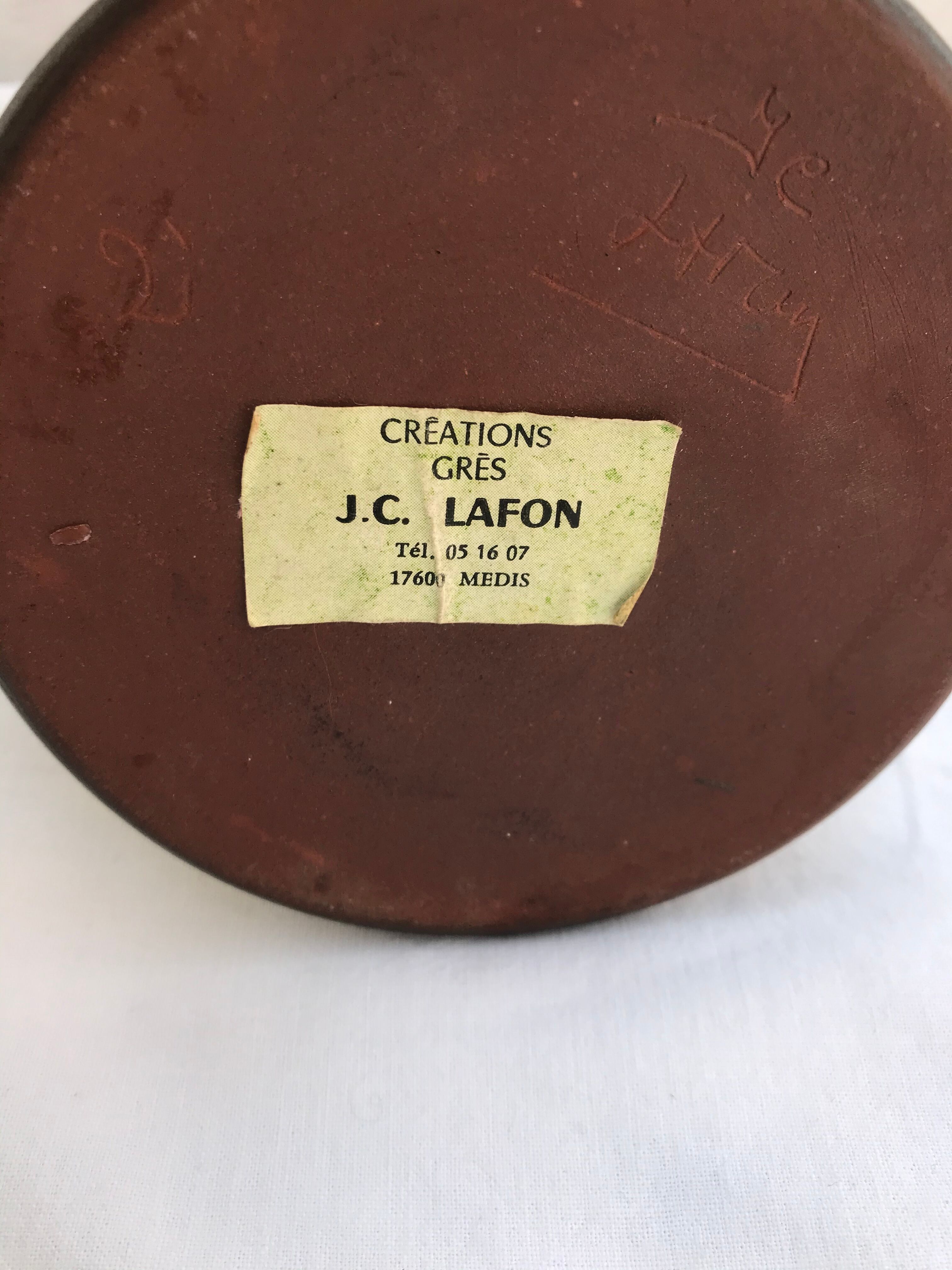 Former pitcher wine oil Jc Lafon brown sandstones - vintage label