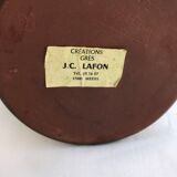 Pichet huile vinaigrier Jc Lafon grès brun avec étiquette vintage
