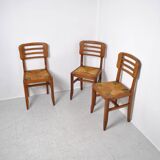 3 chairs attributed to Pierre Cruege 1950