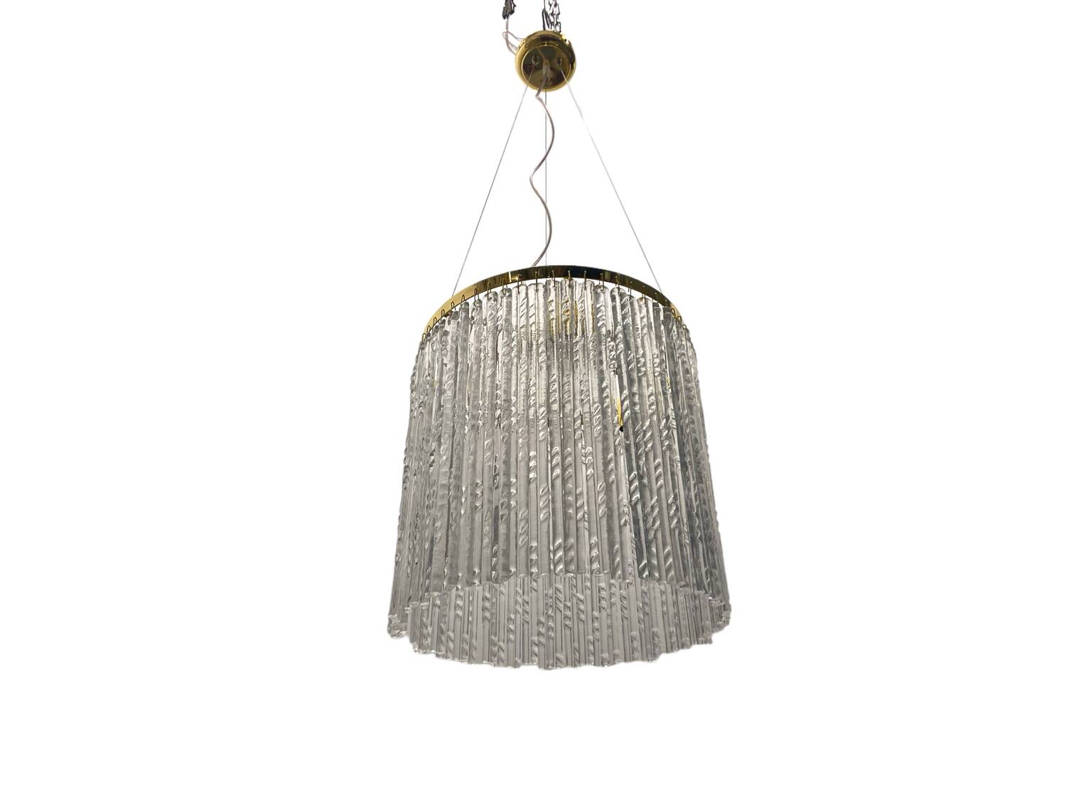 Murano Glass Rod Brass Light Pendant 1980’s