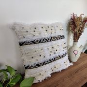 White Moroccan handira kilim cushion