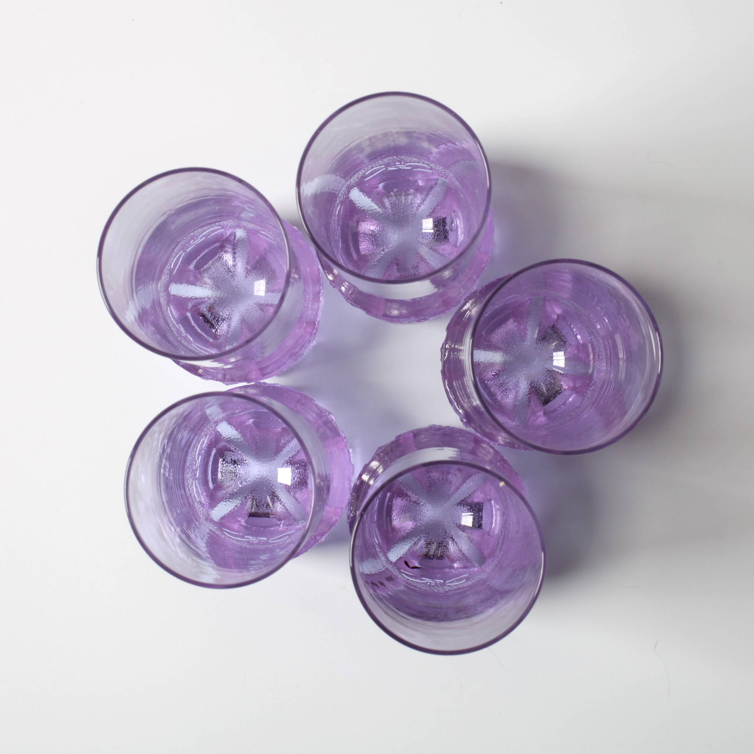 Set of 5 Vintage Lilac Tumblers / LACS Kristallglas / Italy / 1970s