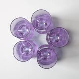 Set of 5 Vintage Lilac Tumblers / LACS Kristallglas / Italy / 1970s