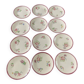 12 assiettes plates Digoin Sarreguemines modèle "Strasbourg"