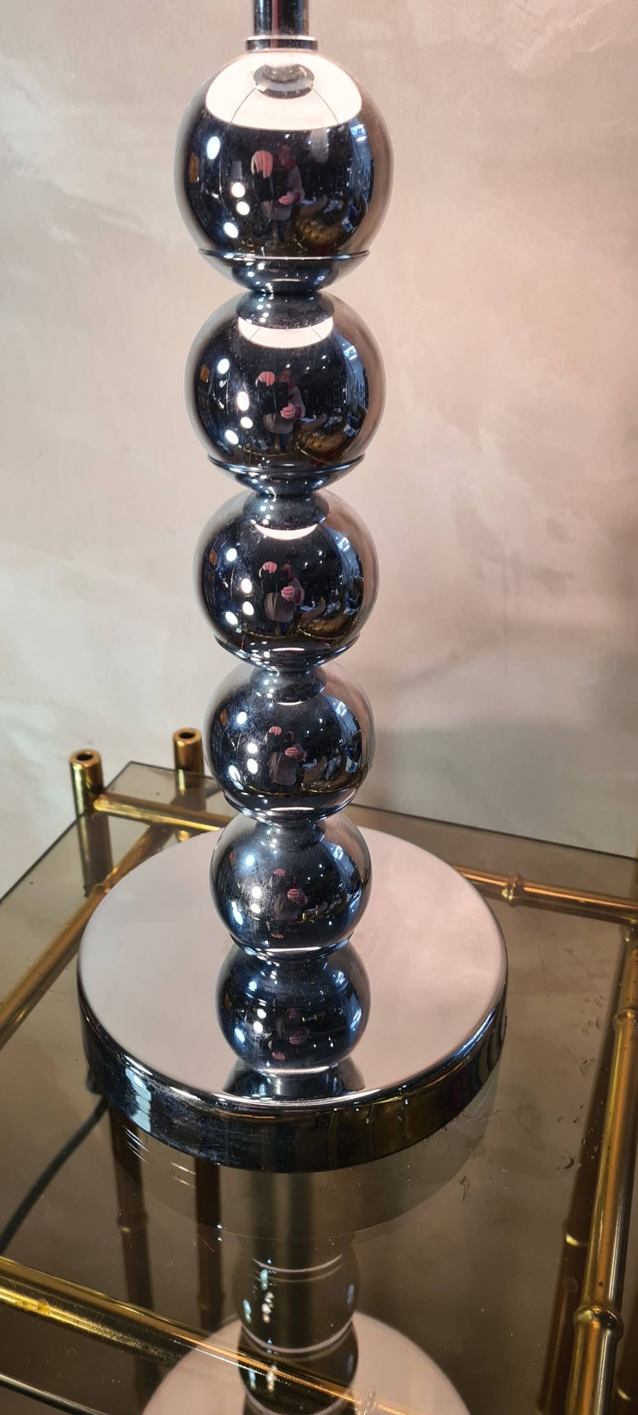 lampe boules chrome, style 70s barbier, philipe 39x18