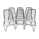 Suite of 6 vintage chrome metal chairs 1970