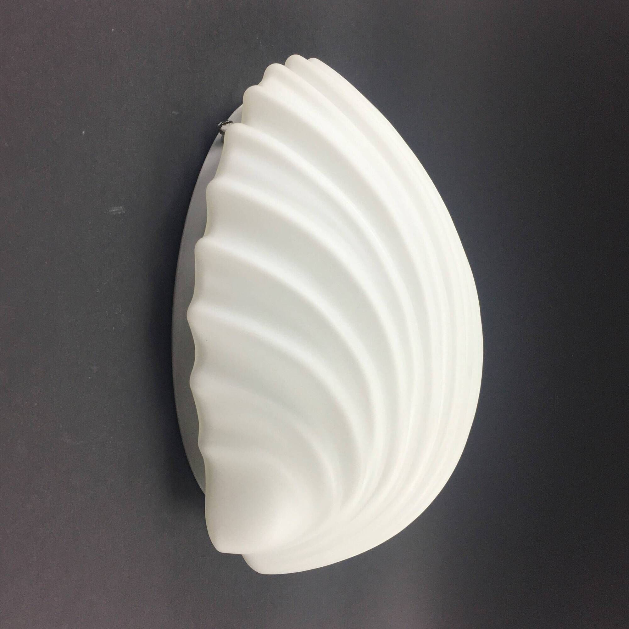 Set of 3 Large Opaline Glass Shell-Shaped Wall Lights from Limburg, 1970s