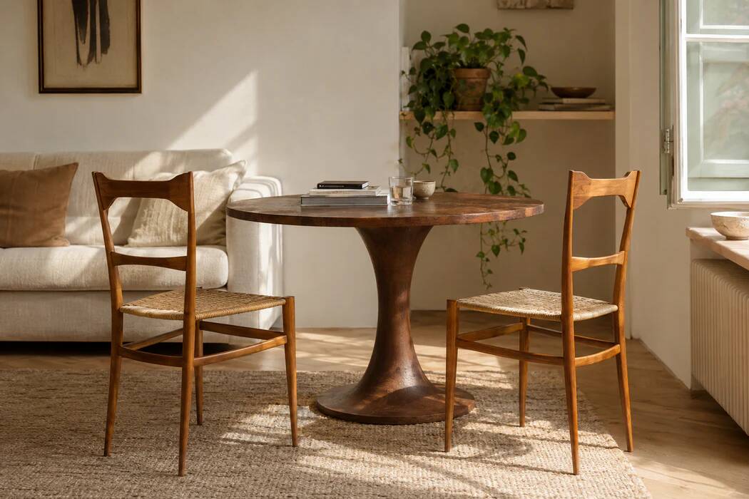 Pair of mid-century woven-seat dining chairs by G.B. Marangoni, Italy 1950s