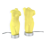 Duo  lampes en verre jaune, James & Poki Co,  circa 1990