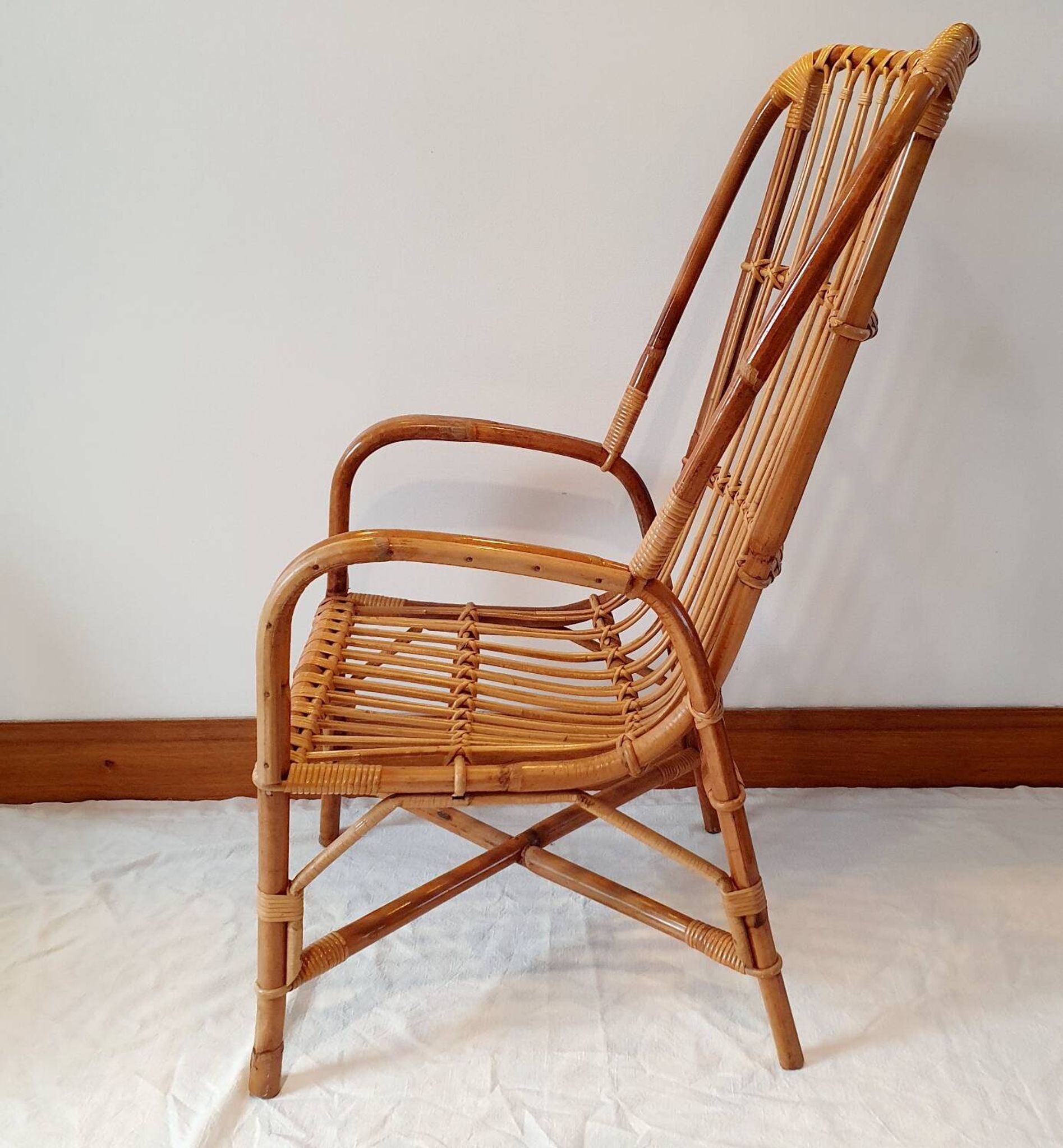 Pair of rattan armchairs