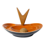 old ceramic and asymmetrical wood pipe ashtray