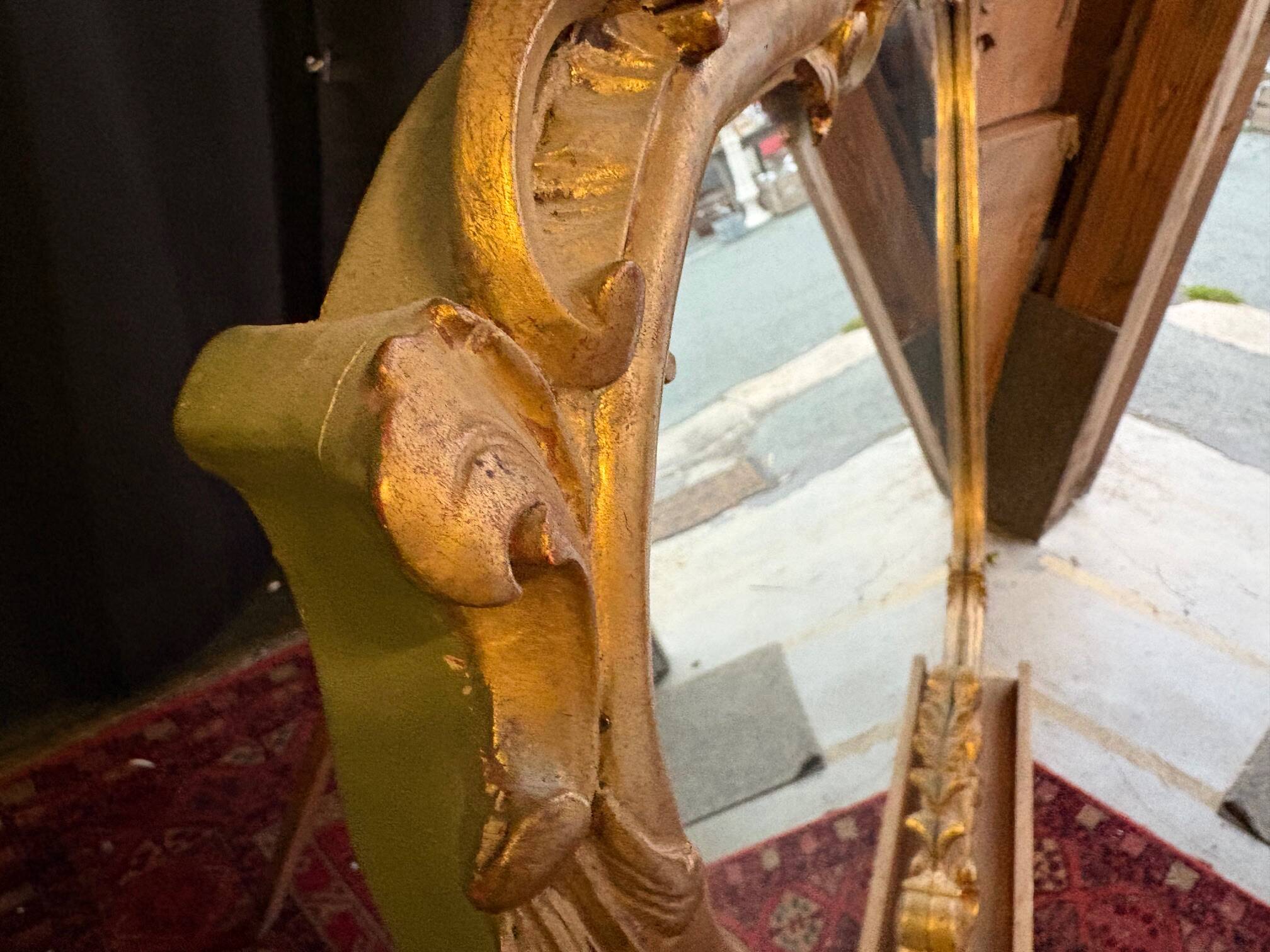 Napoleon III giltwood mirror, Louis XV rocaille style – hallmarked