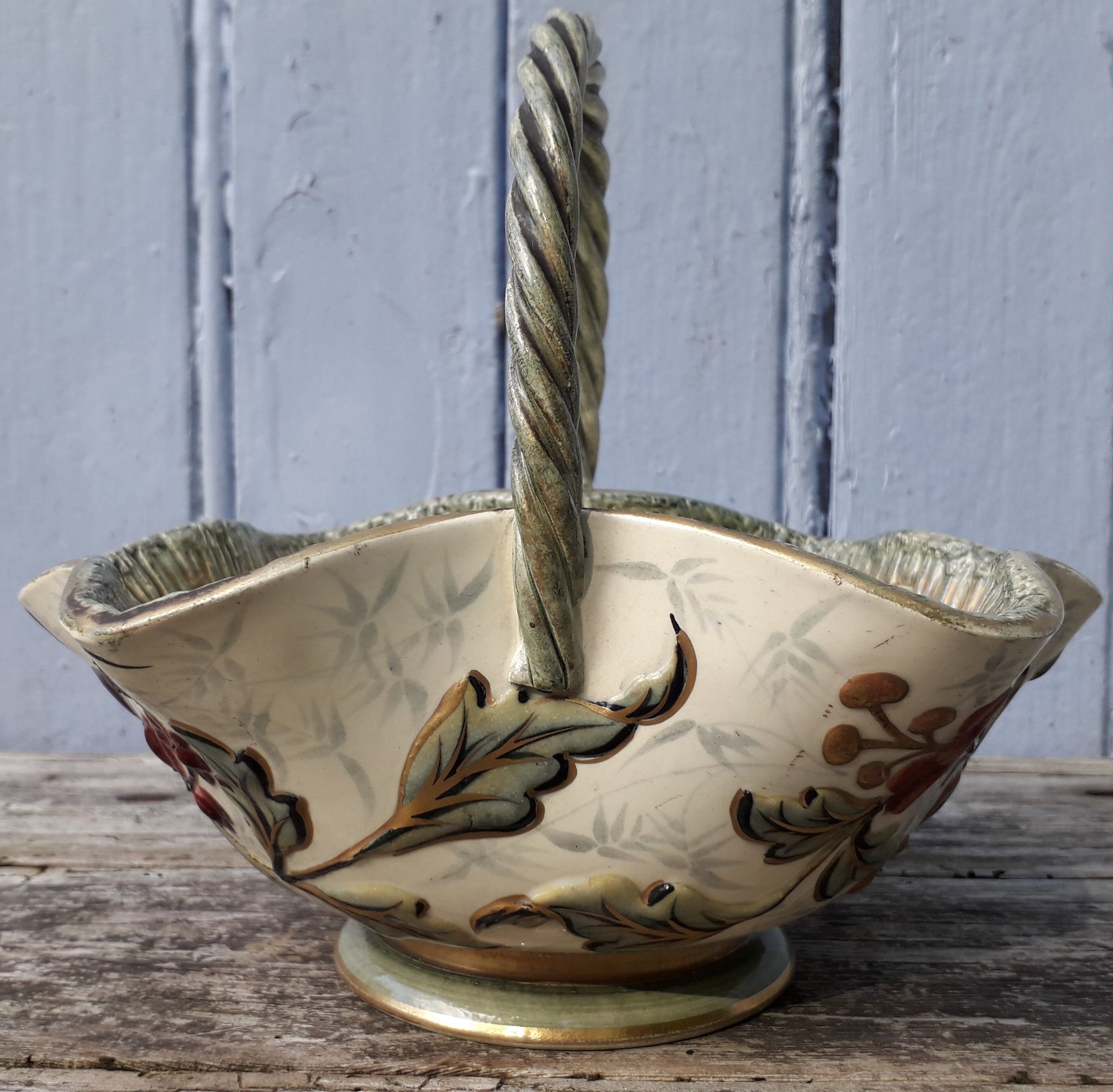 Basket trinket bowl Keller and Guerin Lunéville art nouveau