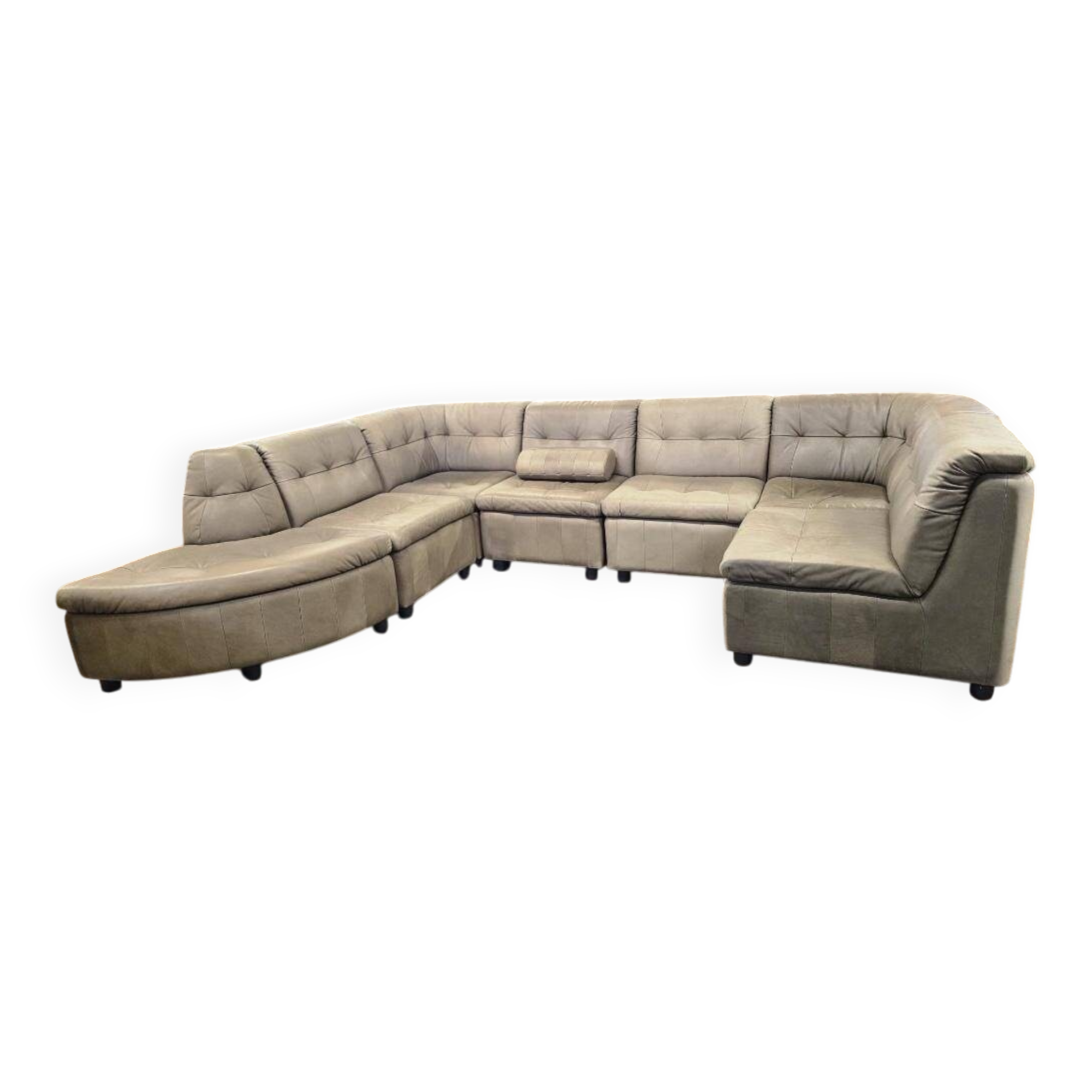 Vintage modular corner sofa in leather, 7 pieces