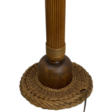 Midcentury Scandinavian rattan wicker mushroom floor lamp, 1960s