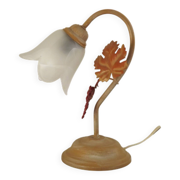 Vintage French Goose Neck Lamp - Grape Detail - Opaque Glass Shade