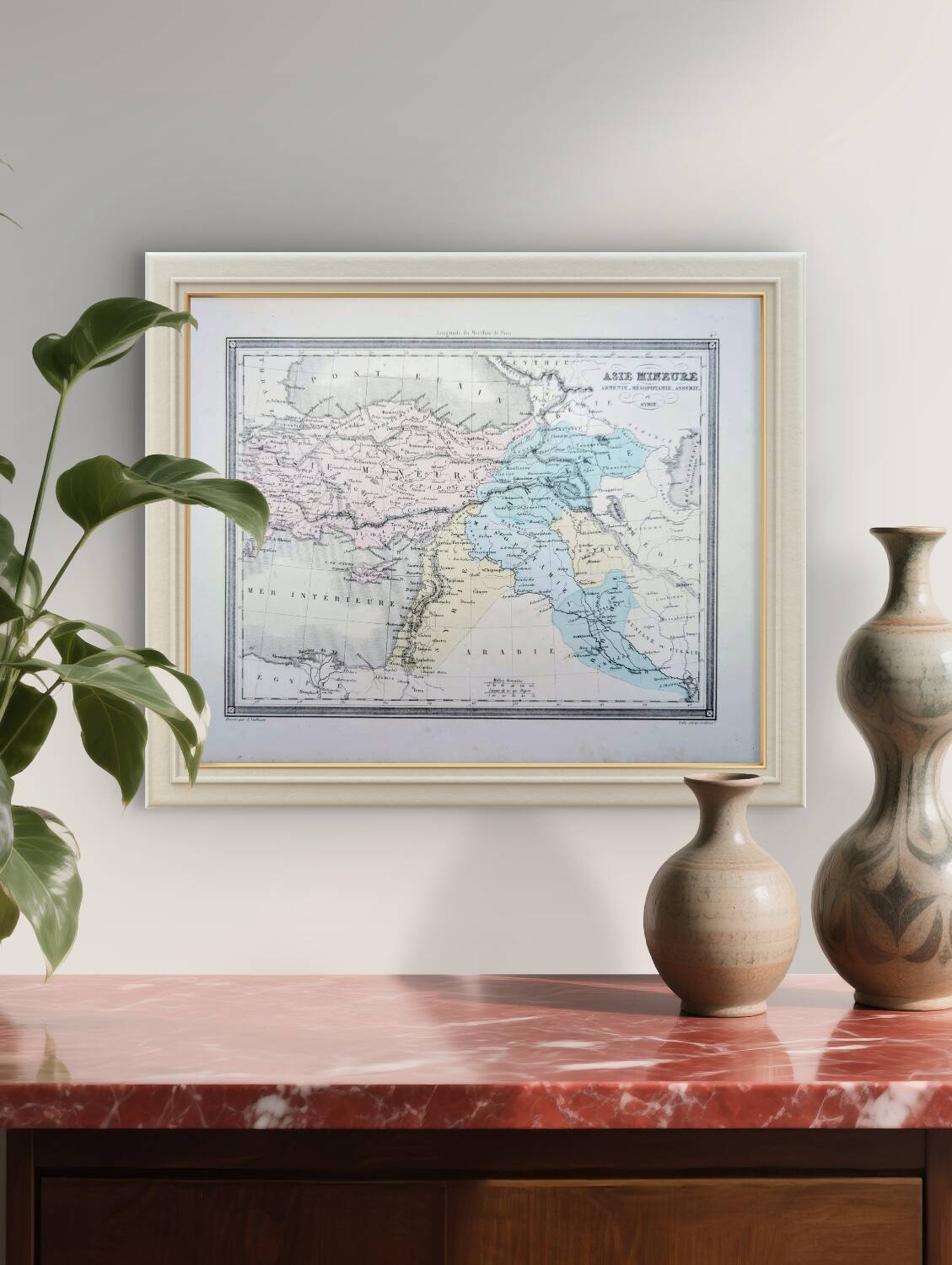 Asia Minor, old map, printed in 1852.