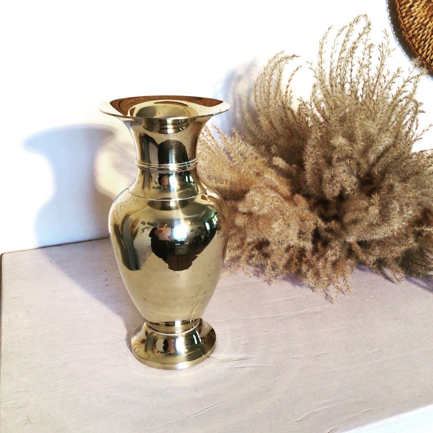 Golden brass vase