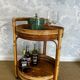 2-tiered round bamboo bar cart in the style of Vivai del Sud, Italy, 1960s