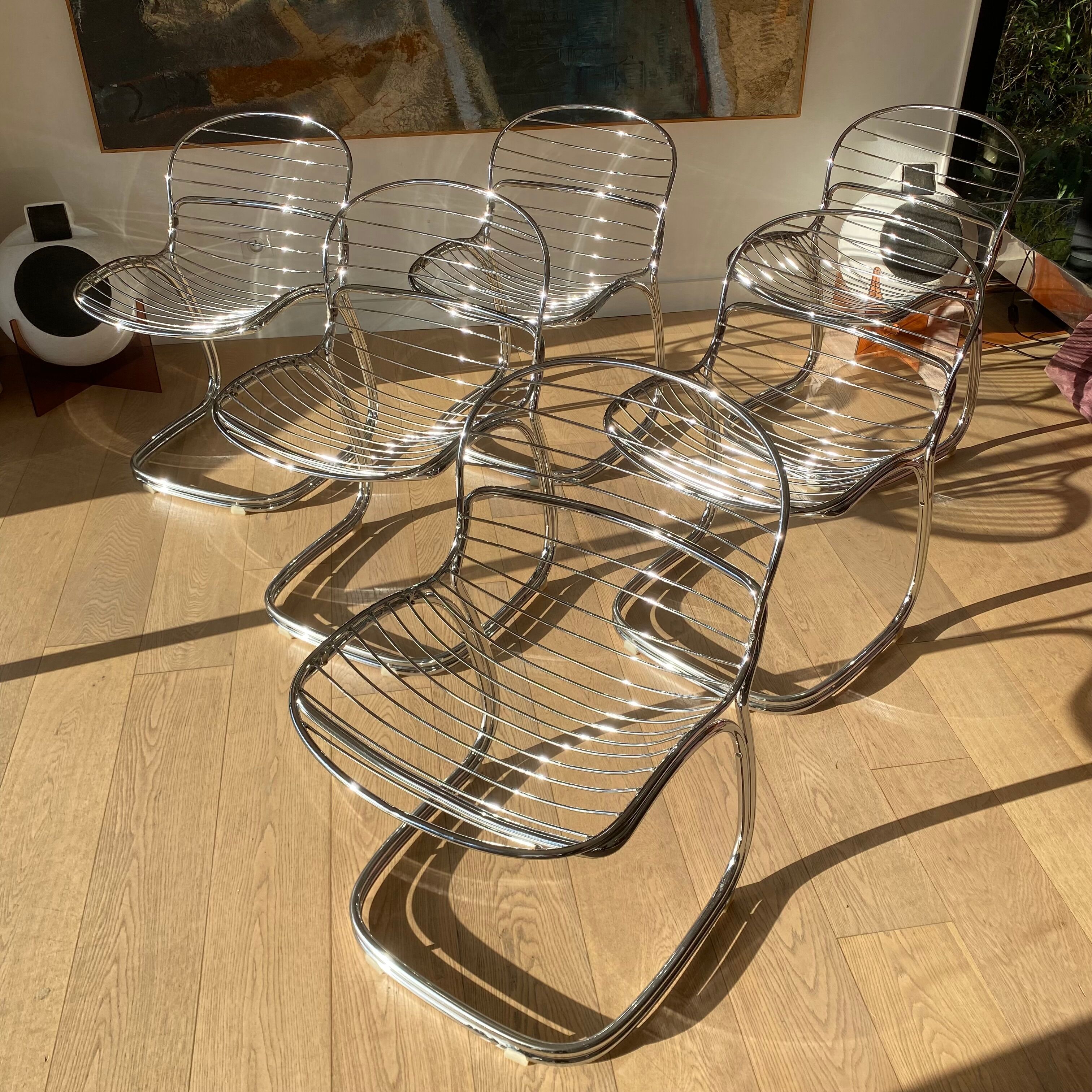 Suite of 6 Sabrina chairs by Gastone Rinaldi for Rima 1970