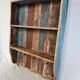 Wall shelf 3 shelves + 4 hooks cast iron in polychrome wood