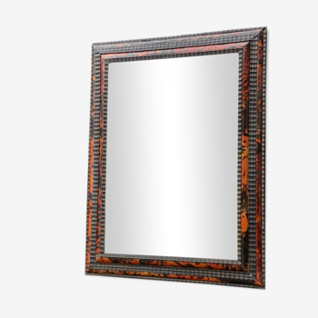 Blackened wooden mirror and tortoiseshell