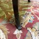 Table console de style Louis XV en bois noirci.