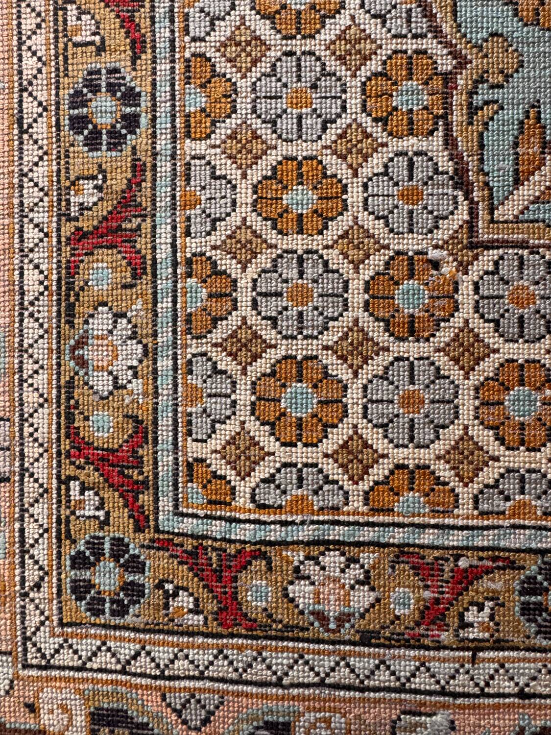 Antique Ghoum carpet from Iran in silk.