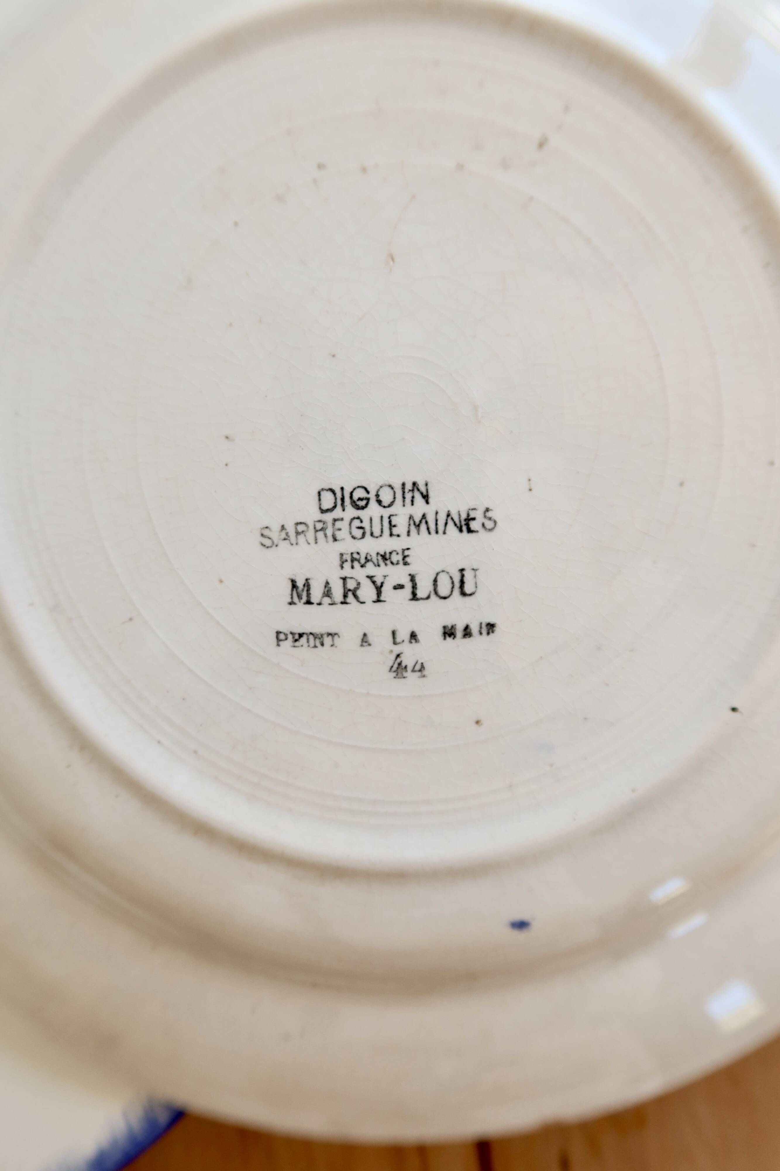 Vintage flat plates Digoin Sarreguemines model Mary-Lou