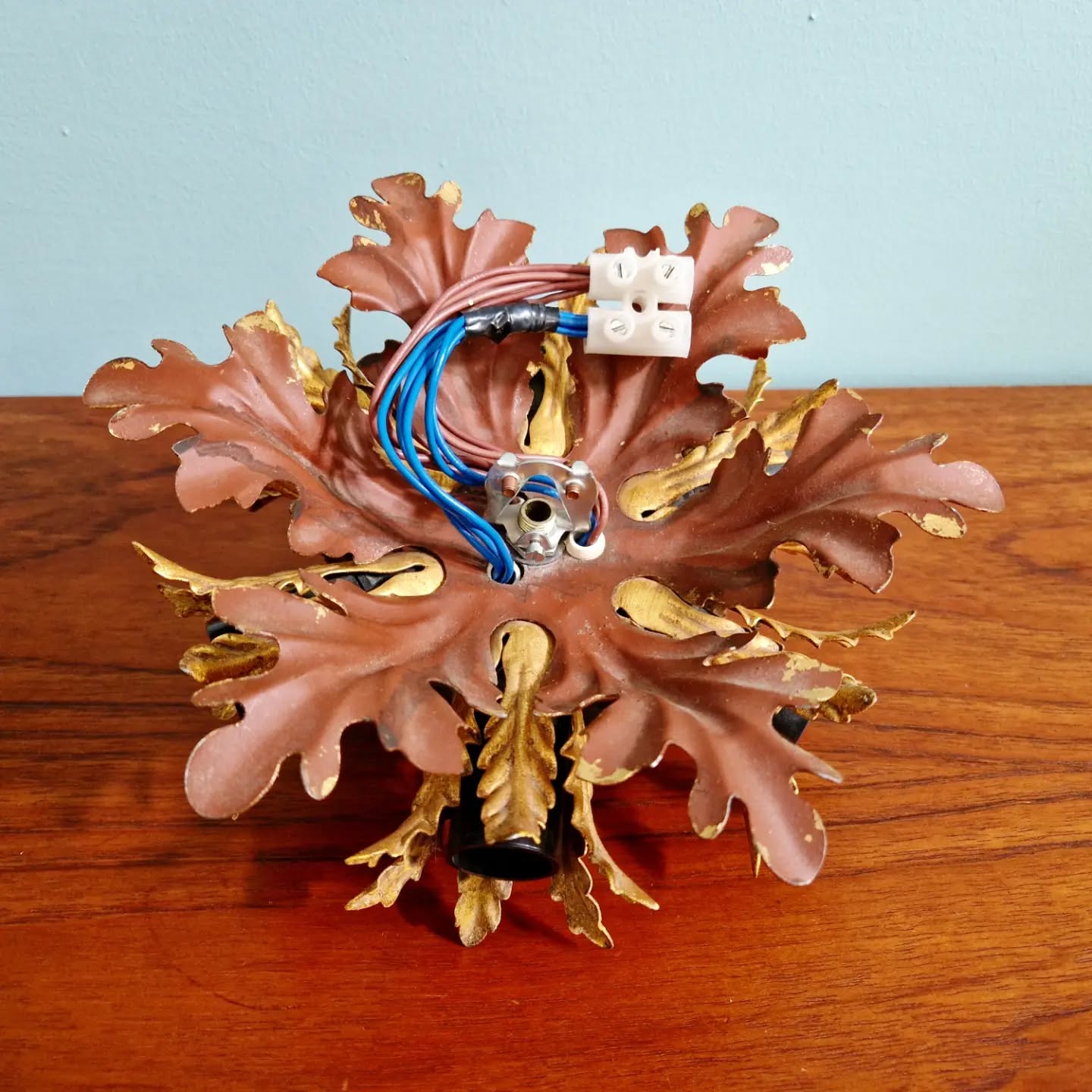 Golden metal ceiling light, Banci Firenze, 1970