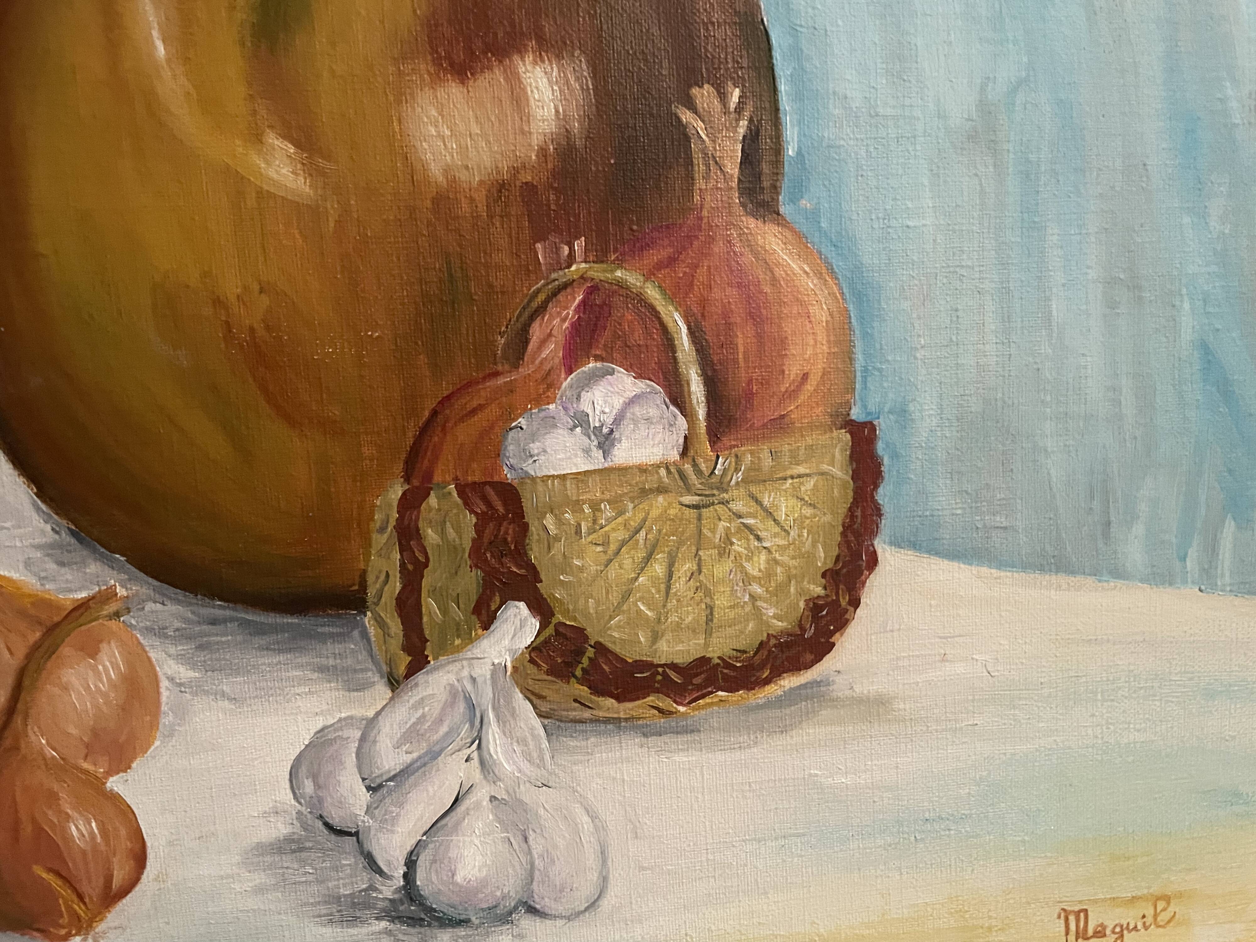 Still life with garlic and onions