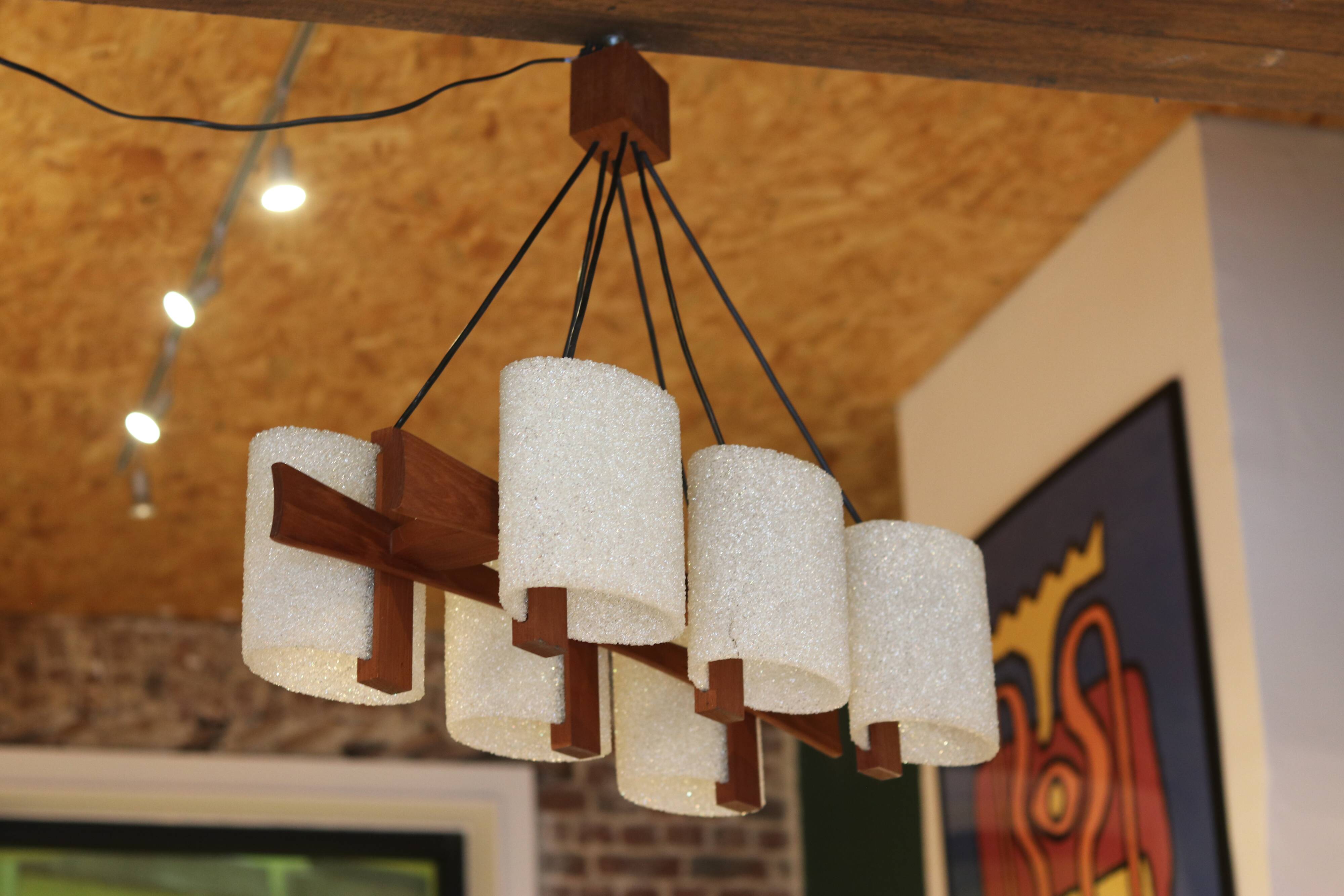 Teak & Perspex granite chandelier (60s)
