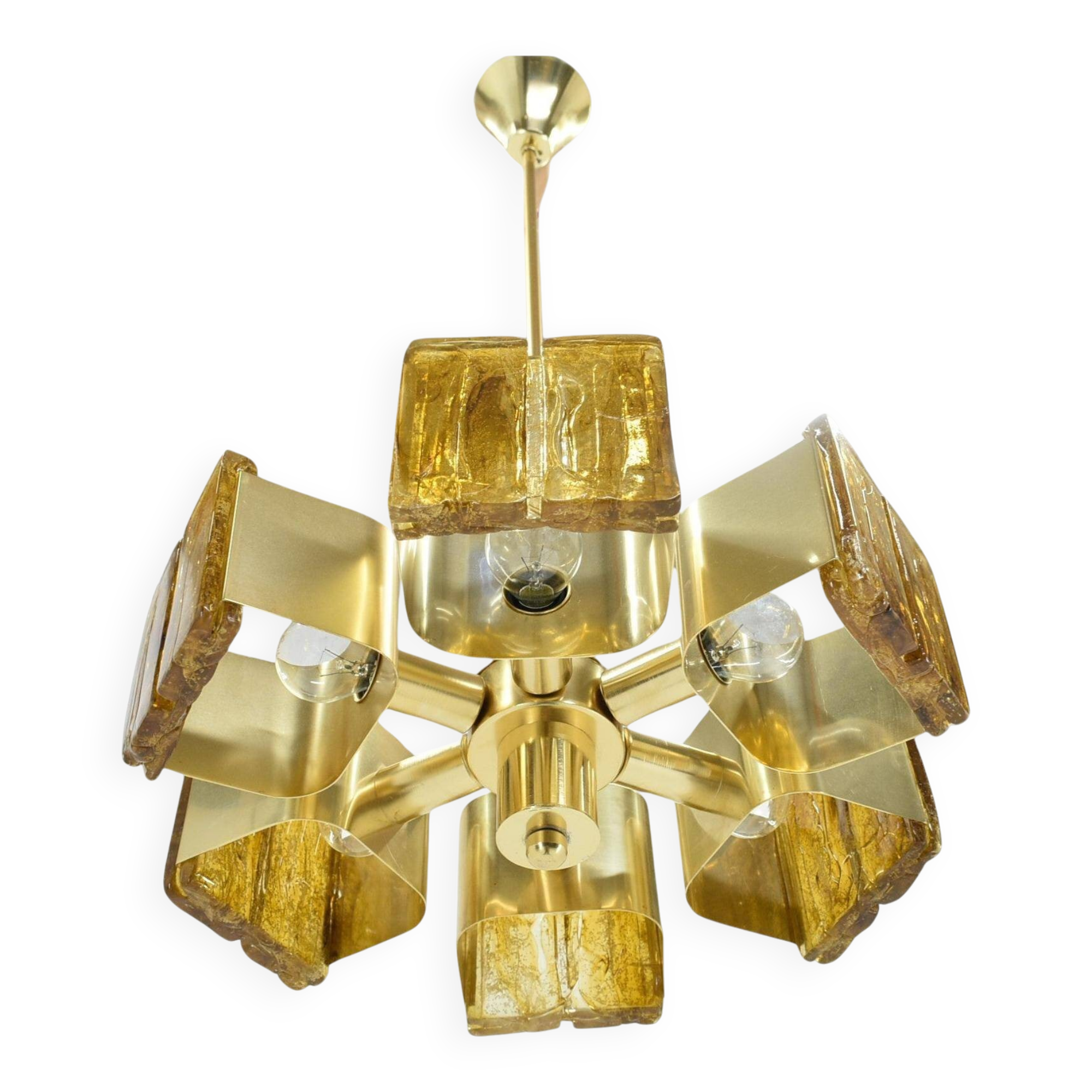 Mid-century design brass and resin pendant, 1960s / Hungary