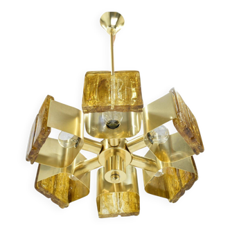 Mid-century design brass and resin pendant, 1960s / Hungary