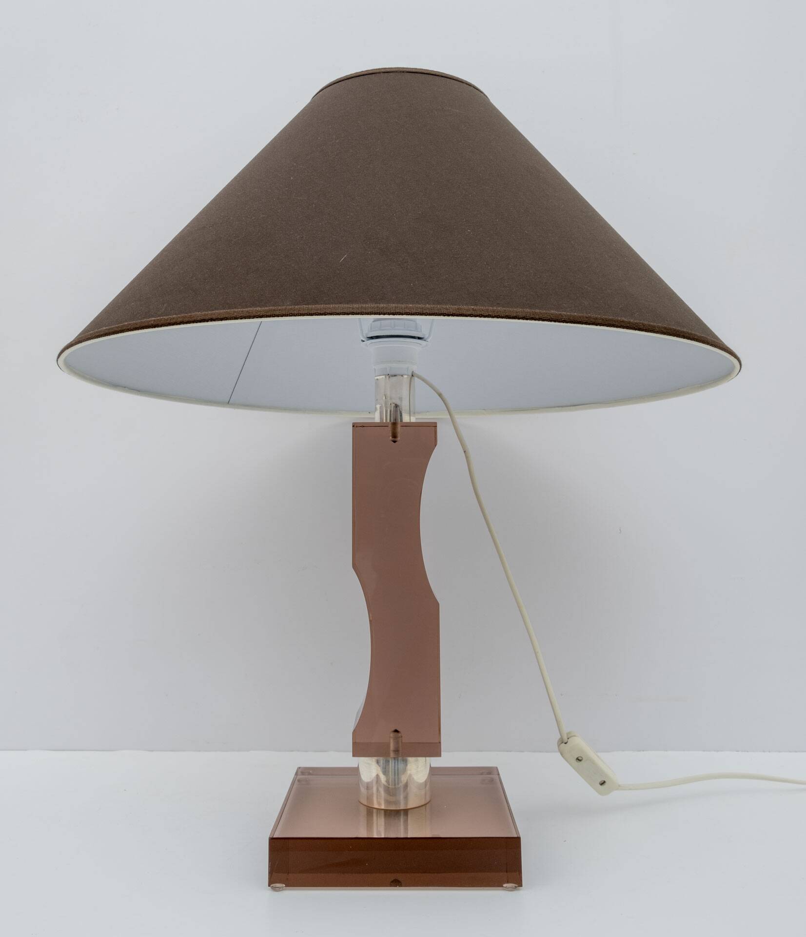 Mid-century Moden Italian Plexiglass and Silver Table Lamp, 1970s